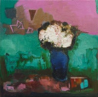 White Flowers with Pink and Emerald Green