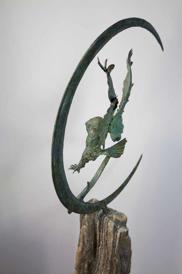 Midnight Descent - Gold Figurative Sculpture by Neil Clifford