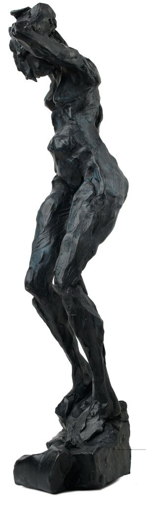 Sans titre XXVII 4/8 - émotif, nu, femme, figuratif, patine, statuette en bronze - Sculpture de Richard Tosczak