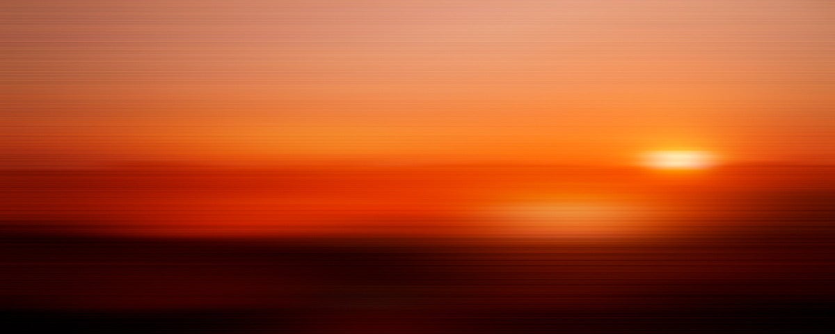 Day - red, orange, sunrise, dawn, abstracted landscape, photography on dibond