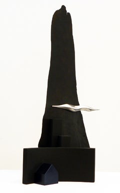 Shadow City - dynamic, dark, modern, contemporary, abstract, wooden sculpture