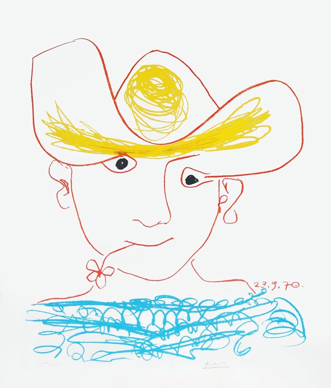 Pablo Picasso Figurative Print - Un homme avec une fleur (A Boy with a Flower)