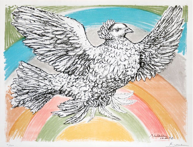 Pablo Picasso Figurative Print - Colombe Volant (Flying Dove)