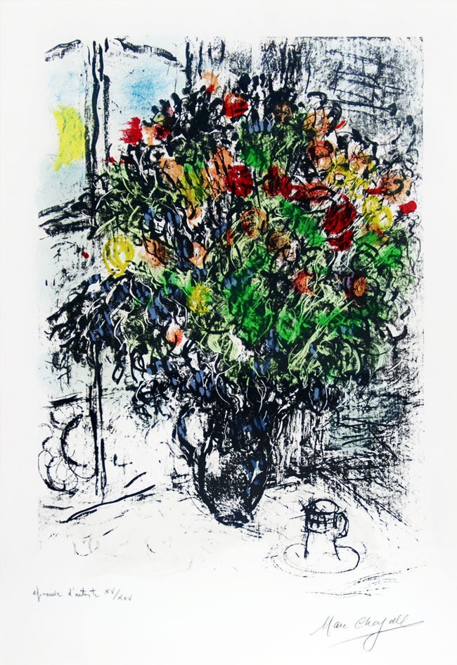 Marc Chagall Still-Life Print - Le Bouquet Rouge (The Red Bouquet)