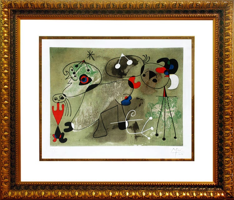 Untitled Woman and Dog from the series of paintings known as 'Slow Paintings' - Print by Joan Miró