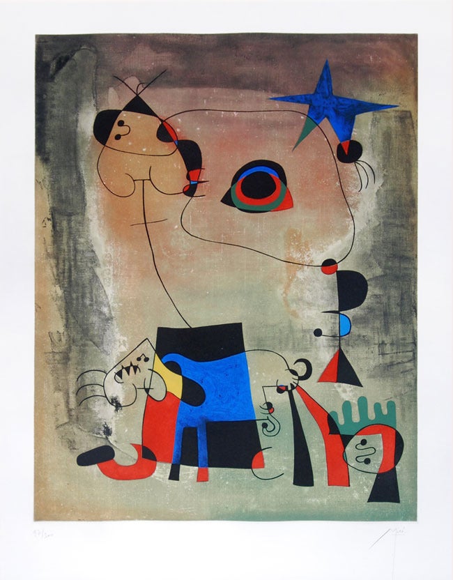 Joan Miró Abstract Print - Le Chien Bleu (The Blue Dog)