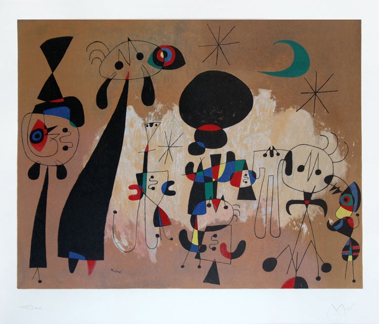 Woman, Moon, Stars - Print by Joan Miró