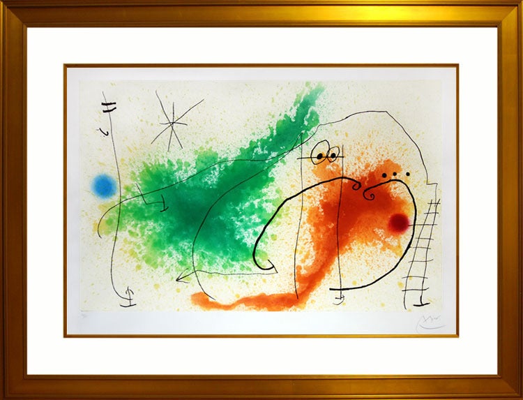 Please contact our gallery for best price.
Created in 1967, this work is hand signed in pencil by Joan Miró (Barcelona, 1893 - Palma, 1983) in the bottom right margin and numbered from the edition of 75 (from the total edition of 75 numbered and