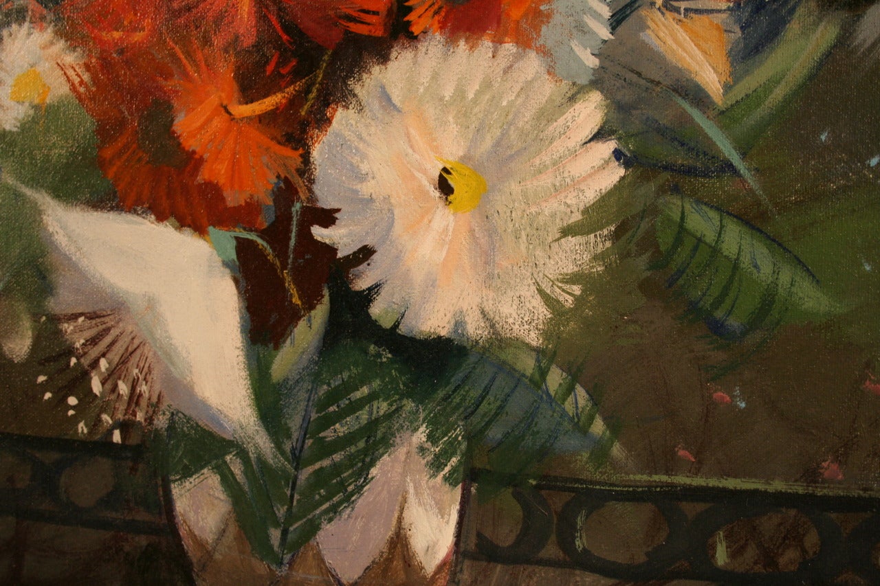 Le Terasse. Red Still Life with Bird