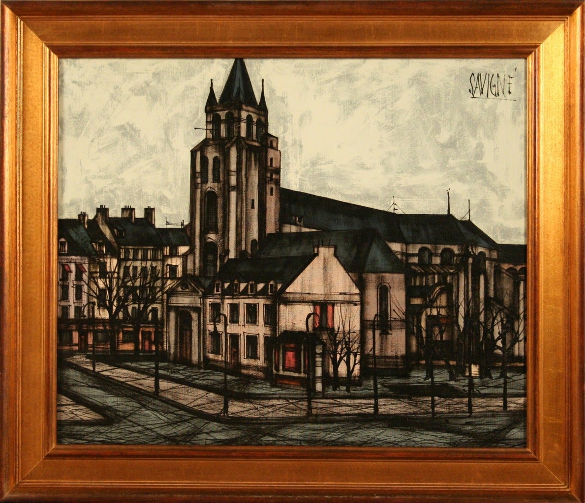 D.H. Savigne Landscape Painting - Paris    Mid Century Modern