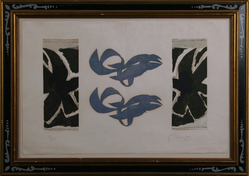 Georges Berges Animal Print - Oiseaux et poissons bleus from Si Je Mourais La-Bas