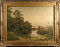 Antique Barbizon School landscape by Jose Weiss