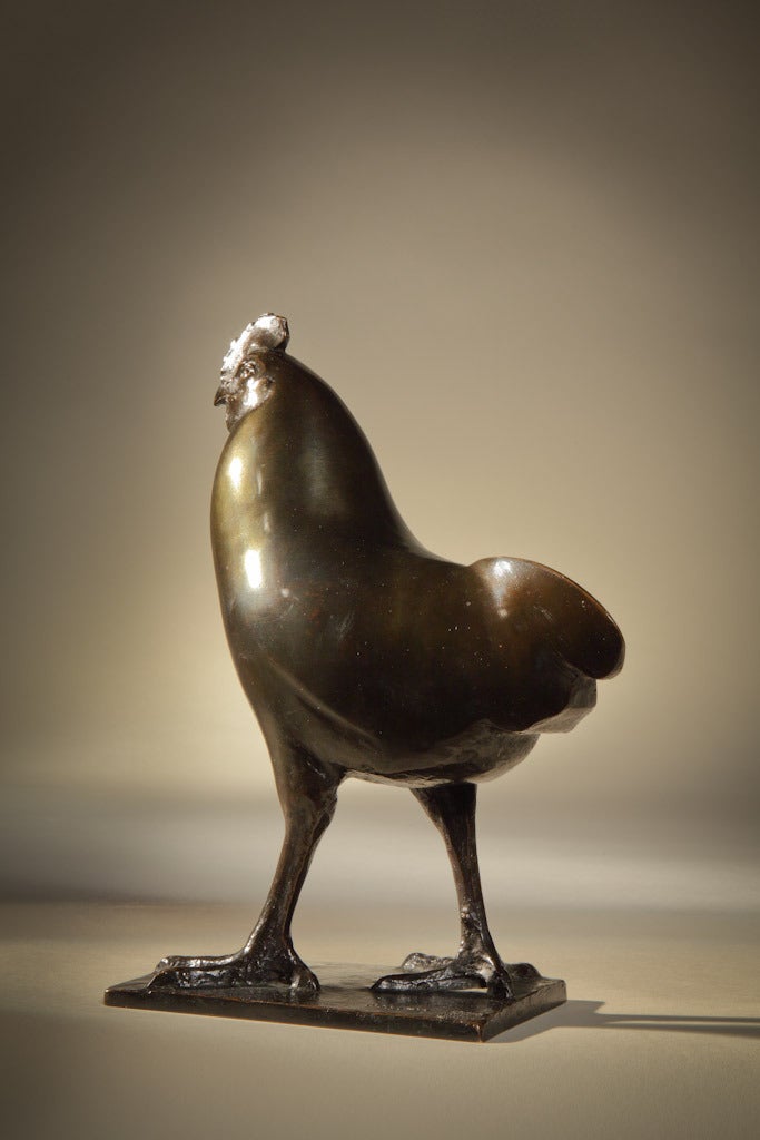 Walking Rooster - Sculpture by François Pompon