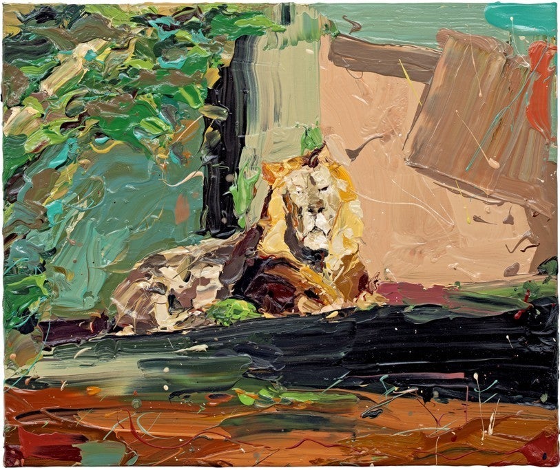 Paul Richards Animal Painting - Lion Staring