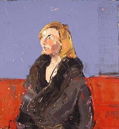 Paul Richards Figurative Painting - Portrait of Jac in winter coat
