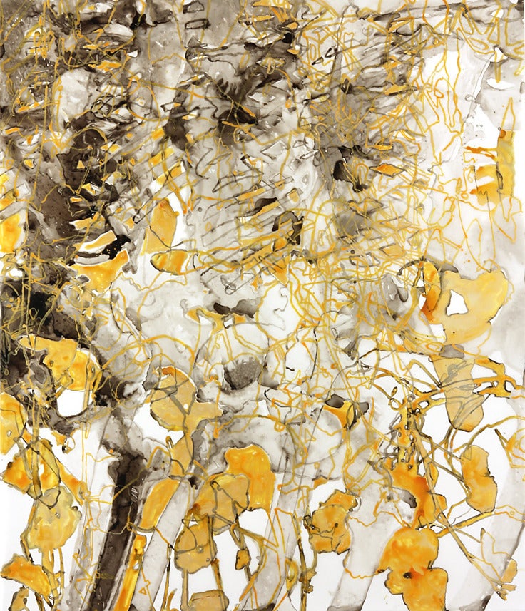Katina Huston Abstract Drawing - Nasturtium with Gold