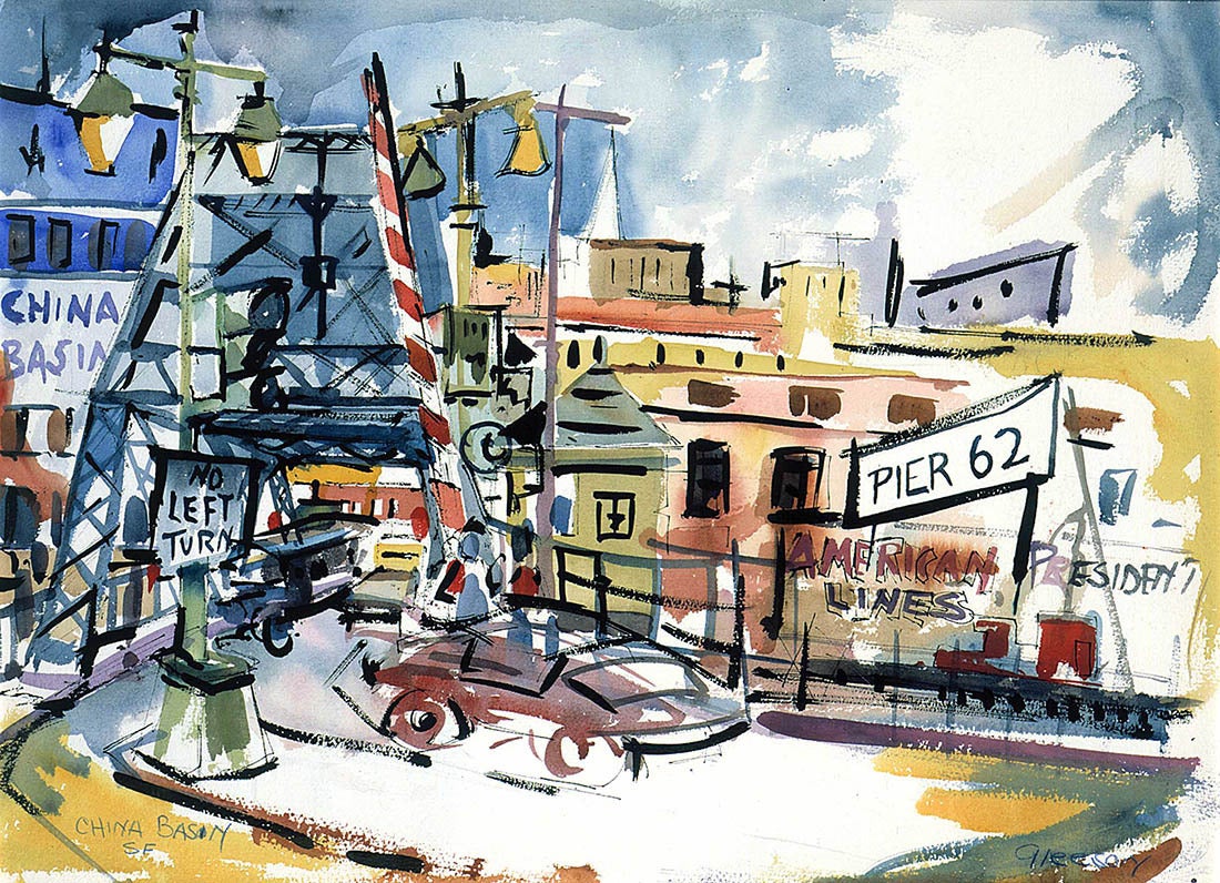 Gerald Collins Gleeson Landscape Art - Pier 62, San Francisco