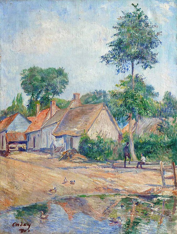 Frédéric Samuel Cordey Landscape Painting - Auvers-sur-Oise, by Frédéric Cordey, one of the early french Impressionists