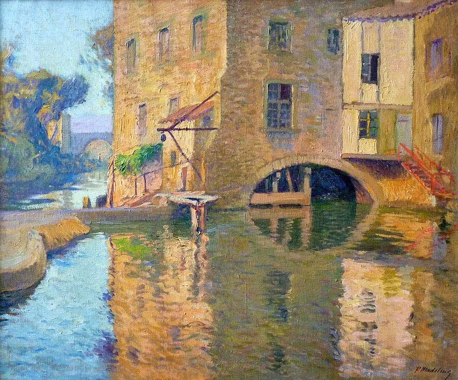 Paul Madeline Landscape Painting - The Royal Mill at Carcassonne, France. Post-impressionist painting