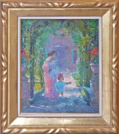 Under the pergola, french painting in fresh colors