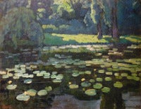 Water Lilies. French oil painting.