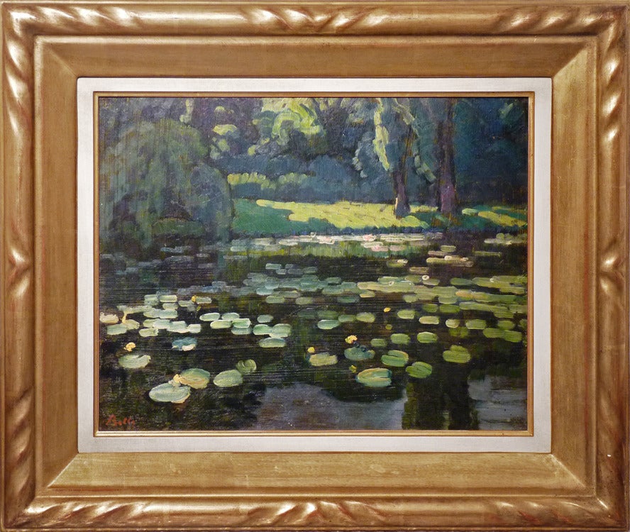 Water Lilies. French oil painting. - Painting by Marcel Belle