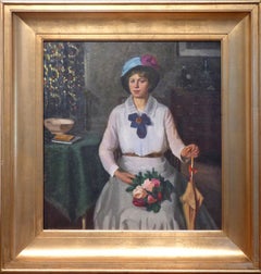 A Lady, seated, holding a Boquet of Roses