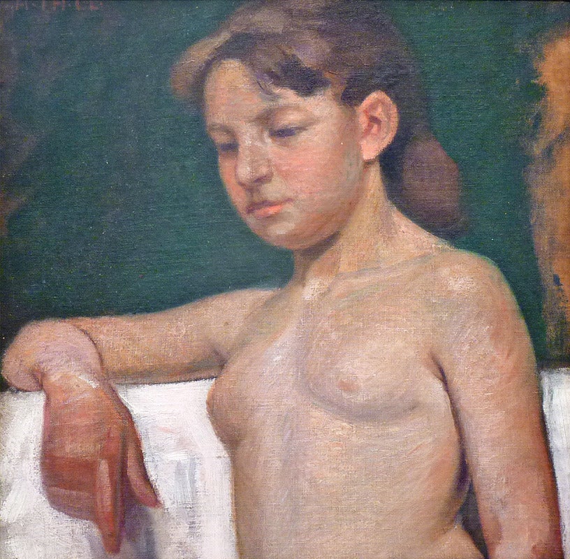 Young nude. Danish impressionist oil painting. - Painting by Augusta Thejll Clemmensen