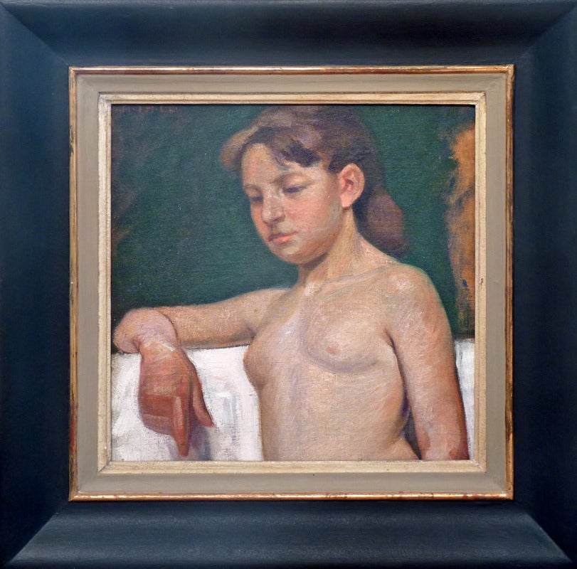 Augusta Thejll Clemmensen Portrait Painting - Young nude. Danish impressionist oil painting.