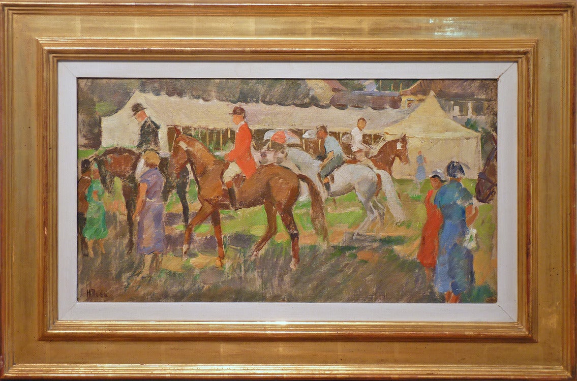 Horse-riding at  Klein Flottbek Arena / Hamburg - Painting by Heinrich Rode