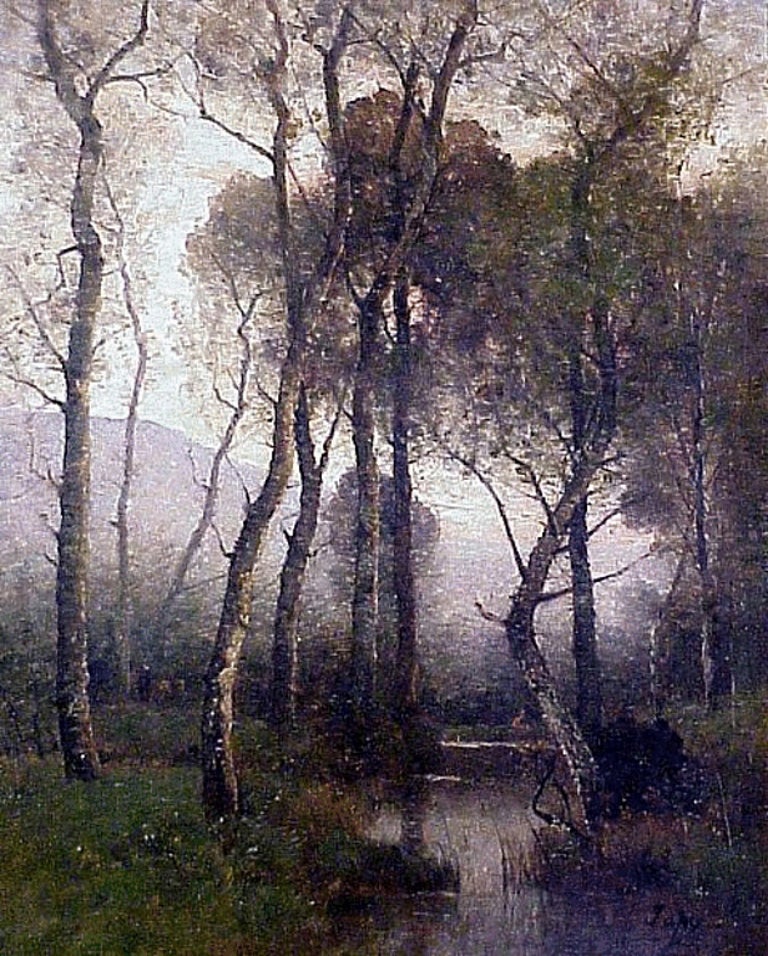 Louis Aimé Japy Still-Life Painting - An Atmospheric Shady River