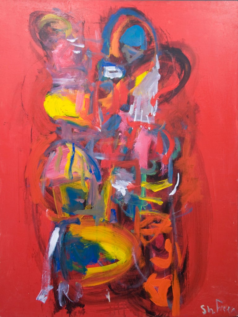 Abstract Composition with Red - Painting by Frank Shifreen