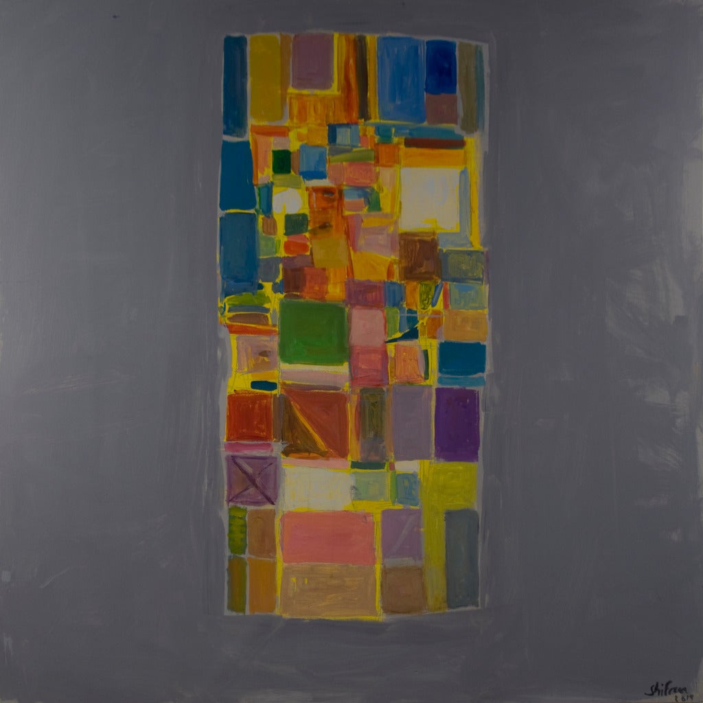 Untitled Grid Abstraction - Painting by Frank Shifreen