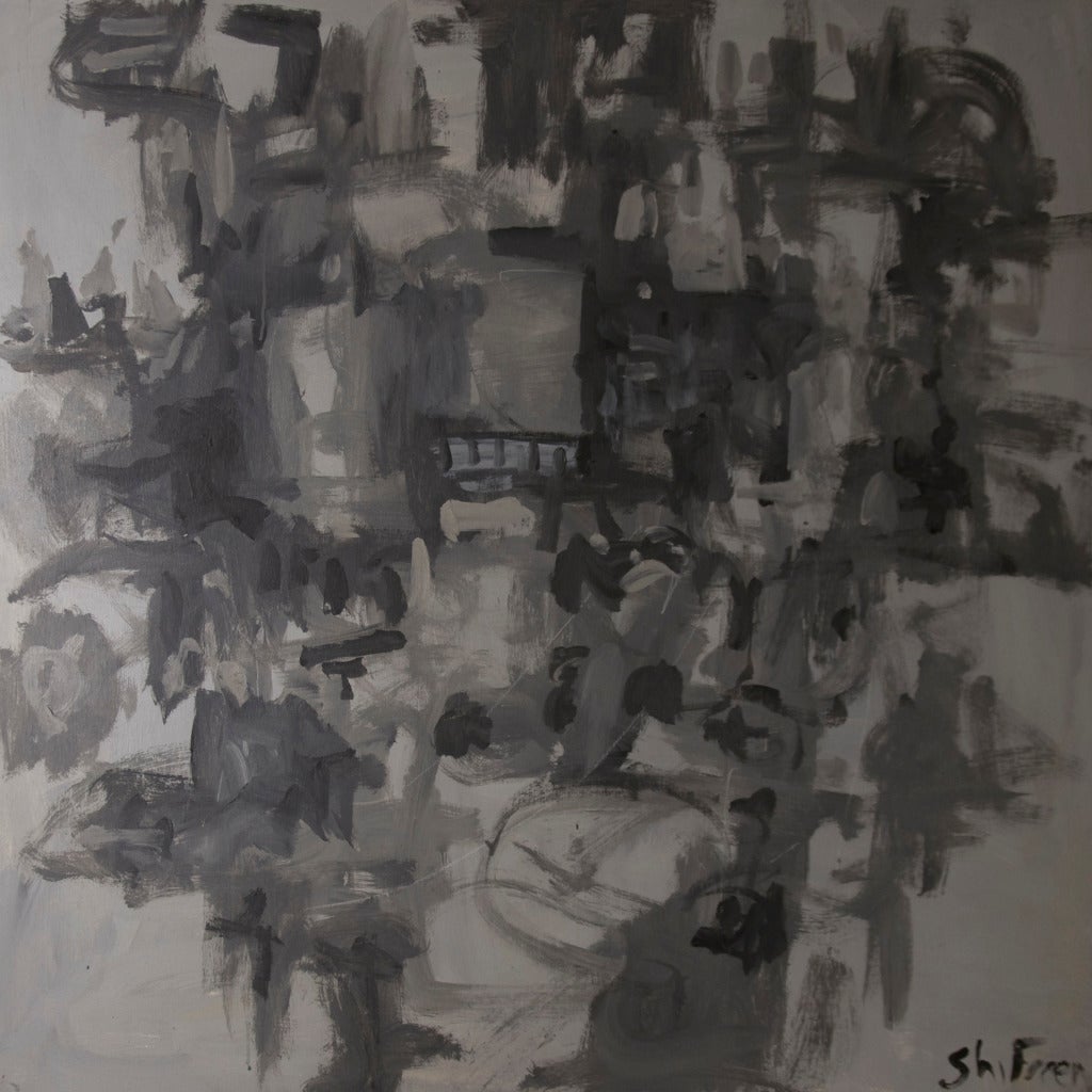 Abstract Composition in Grays - Painting by Frank Shifreen