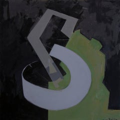 Abstract Composition in Green, Black and Gray