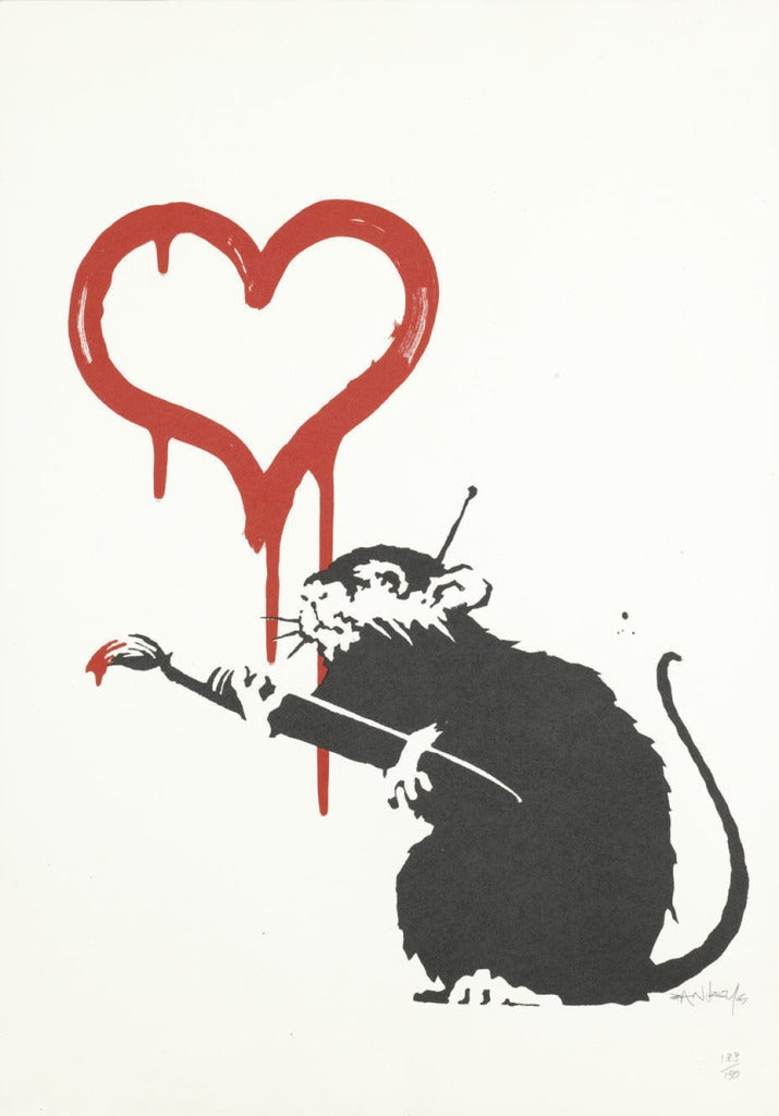 Banksy Portrait Print - Love Rat