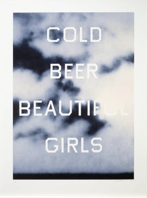 Ed Ruscha Landscape Print - Cold Beer, Beautiful Girls