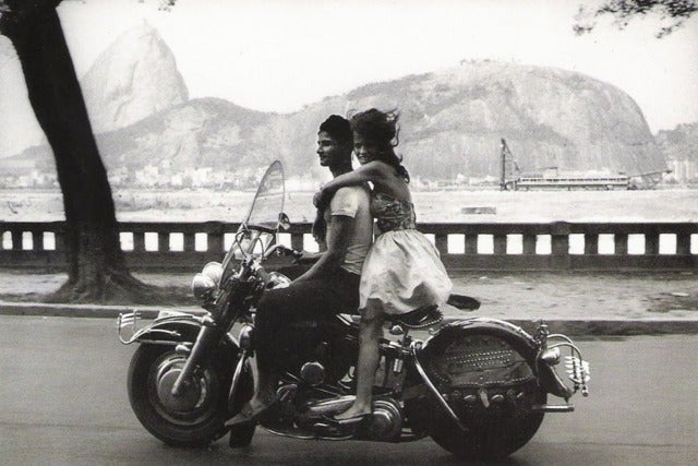 Frank Horvat Black and White Photograph - Rio De Janeiro Couple on a Harley Davidson Bike