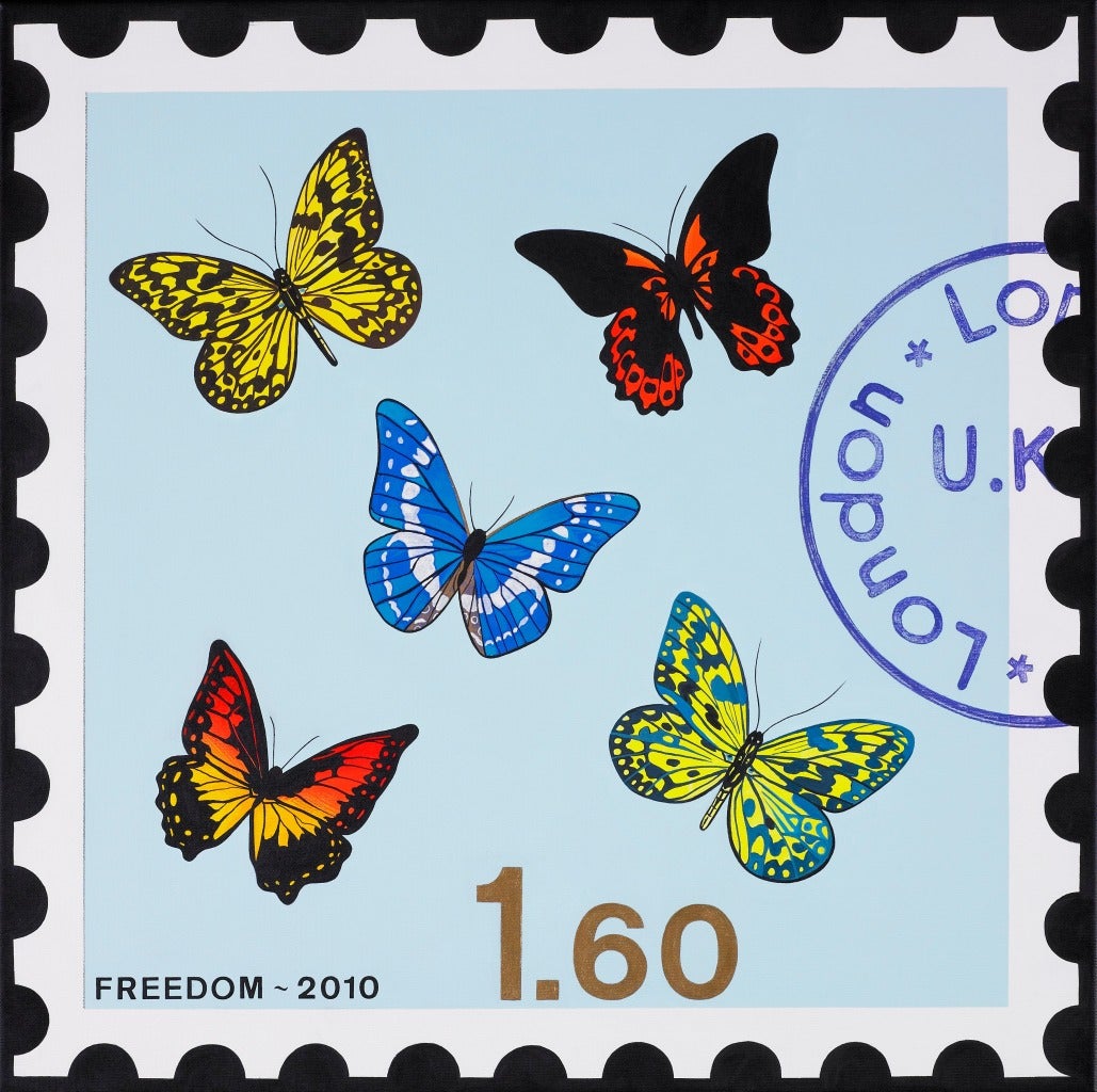 Freedom Stamp - Painting by Cecilia Cubarle