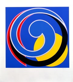 "Etude in Resonance" by Clifford Singer (Geometric, Abstract, Red, Blue, Yellow)