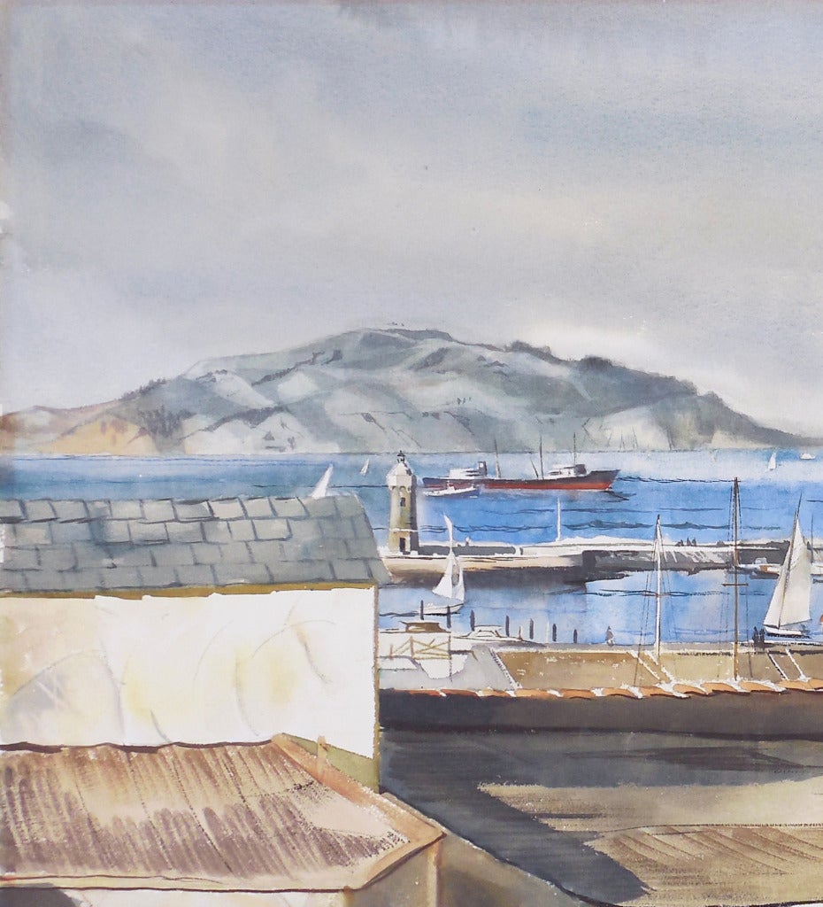 San Francisco Bay with Angel Island - Painting by Henry Walter Smith