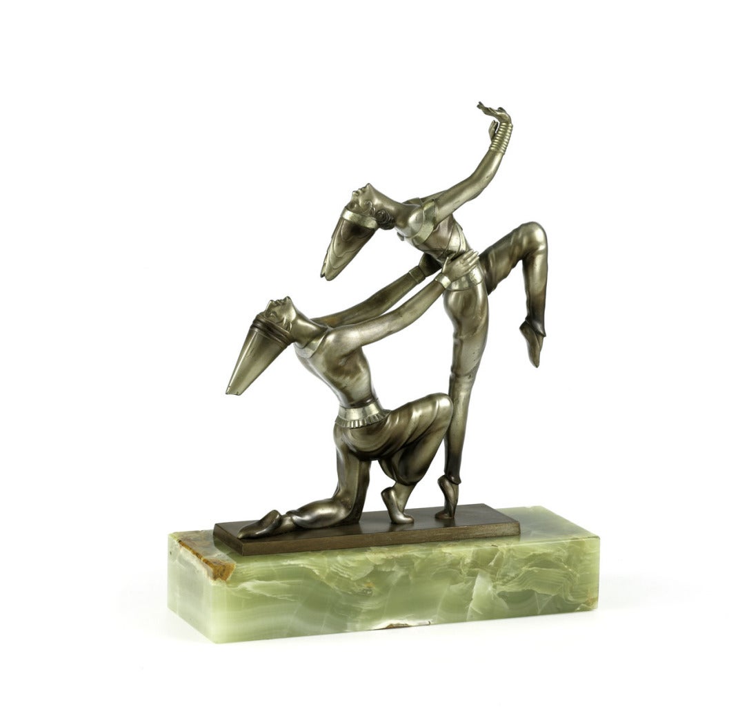 Josef Lorenzl Figurative Sculpture - Austrian Art Deco Bronze "Russian Ballet"