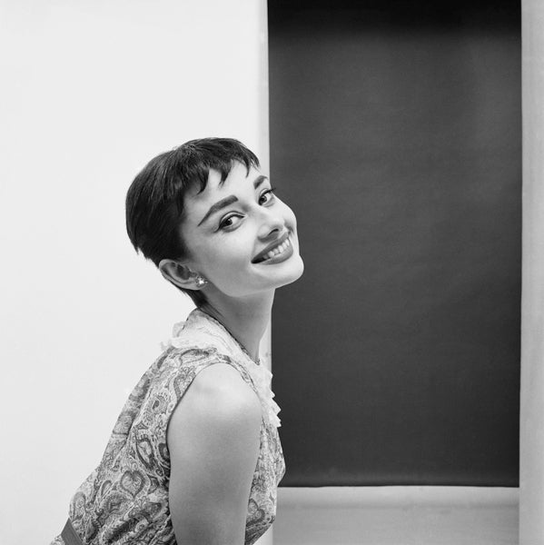 Mark Shaw Black and White Photograph - Audrey Hepburn Wearing Claire McCardell for Mademoiselle Magazine