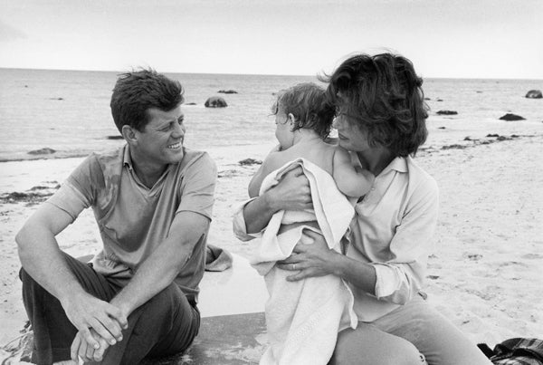 Mark Shaw Black and White Photograph - The Kennedy's at Hyannis Beach
