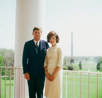 JFK and Jacqueline Kennedy on the Balcony of the White House