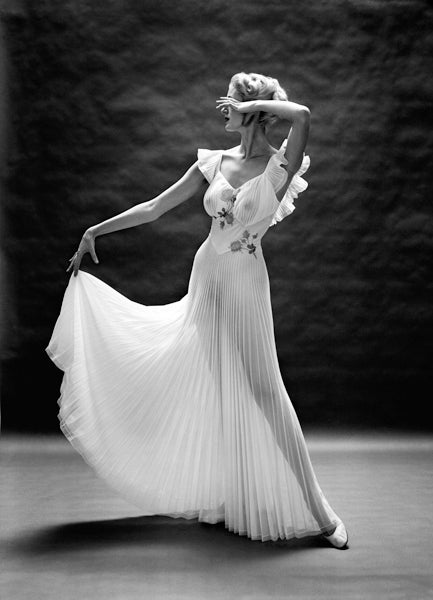 Mark Shaw Black and White Photograph - Vanity Fair Pleated Floral Bodice, New York, ca. 1950
