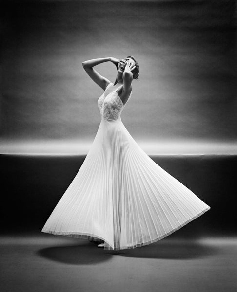 Mark Shaw Black and White Photograph - Vanity Fair Pleated Standing Triangle