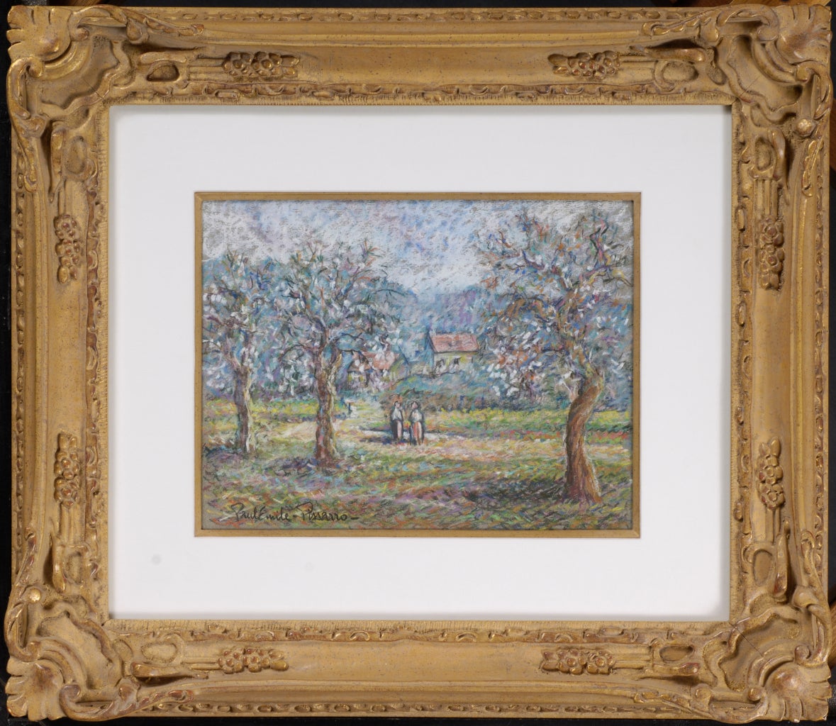 Paul Emile Pissarro Landscape Art - Couple in a Orchard
