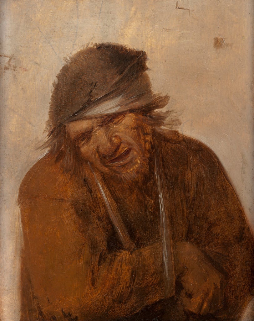 A peasant grimacing with his arm in a sling - Painting by Joos van Craesbeeck