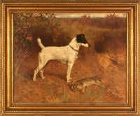 Antique Smooth Fox Terrier in a Landscape